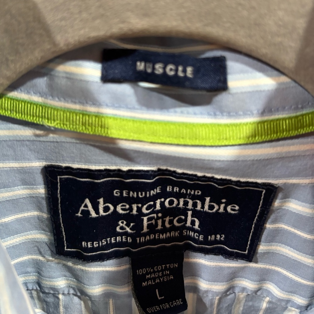 Abercrombie & Fitch Blue‎ Striped Men's Shirt - Picture 8 of 8
